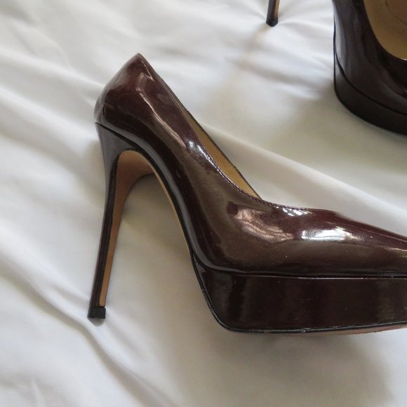 AllSaints Spitalfields  Burgundy Platform Heels - Picture 2 of 11